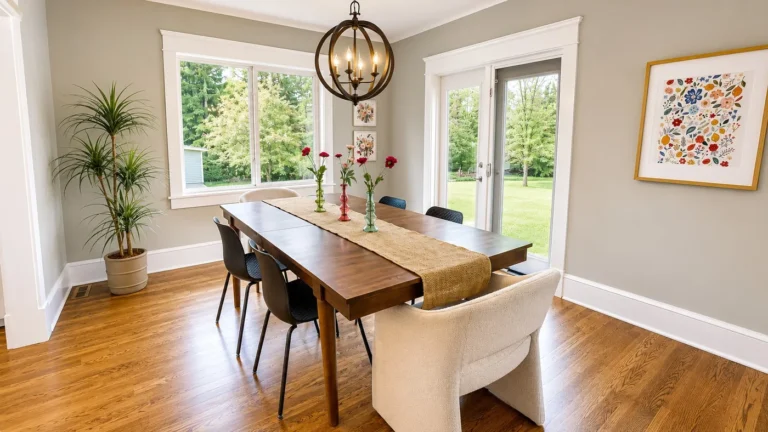 Staged Wyecliff dining room prepared for buyer showings
