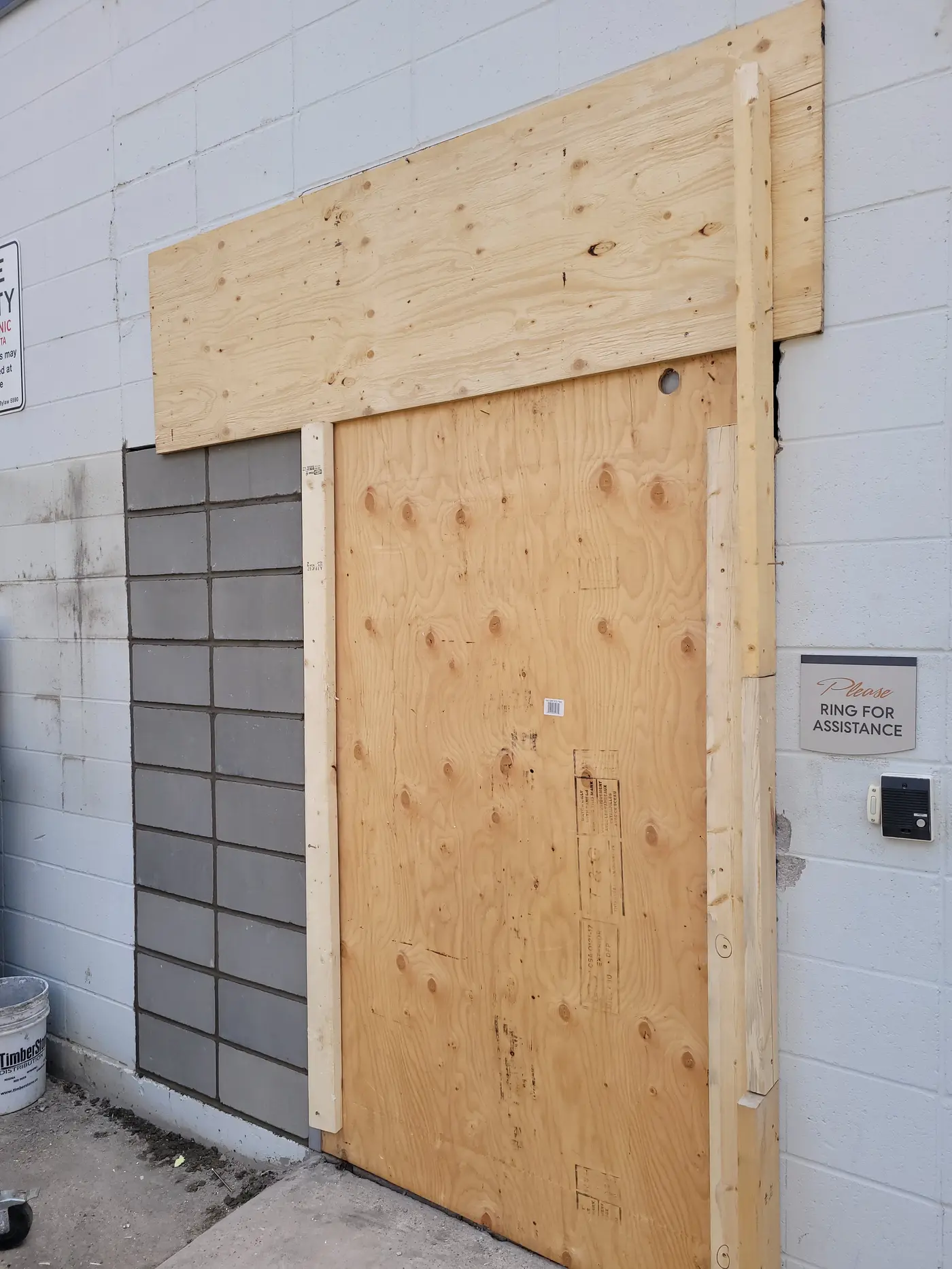 Temporary plywood security after emergency access repair